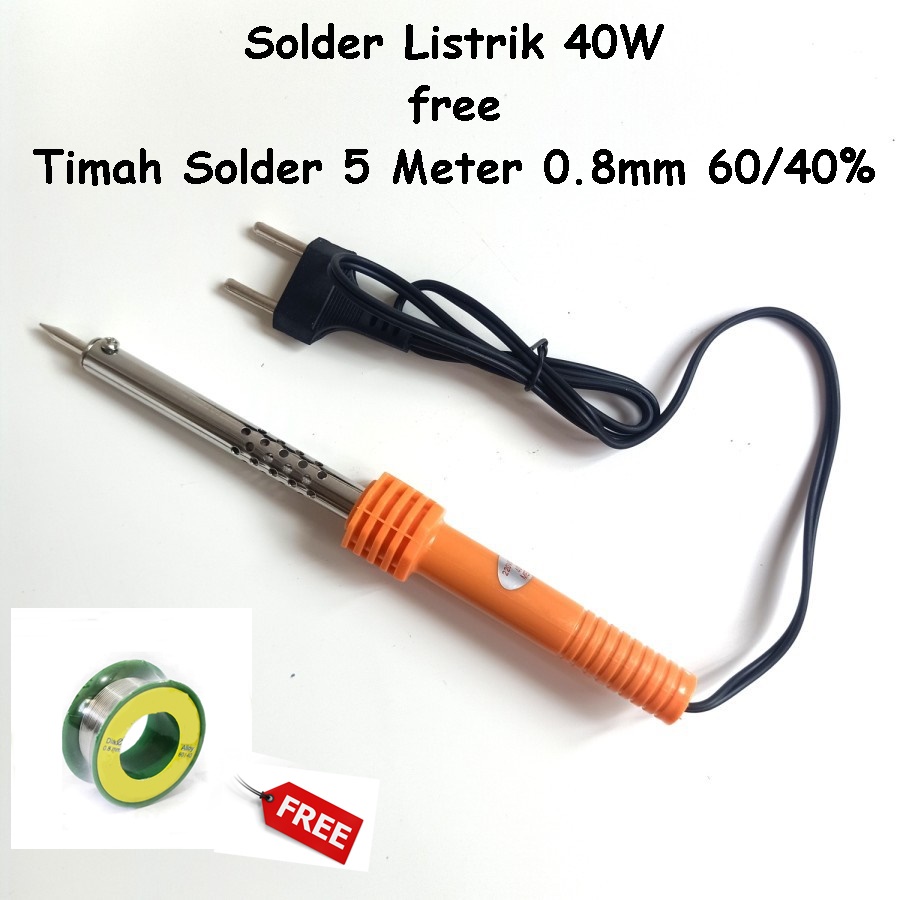 Solder Listrik 40 Watt Solder Listrik Paket Free Timah Solder 5 Meter