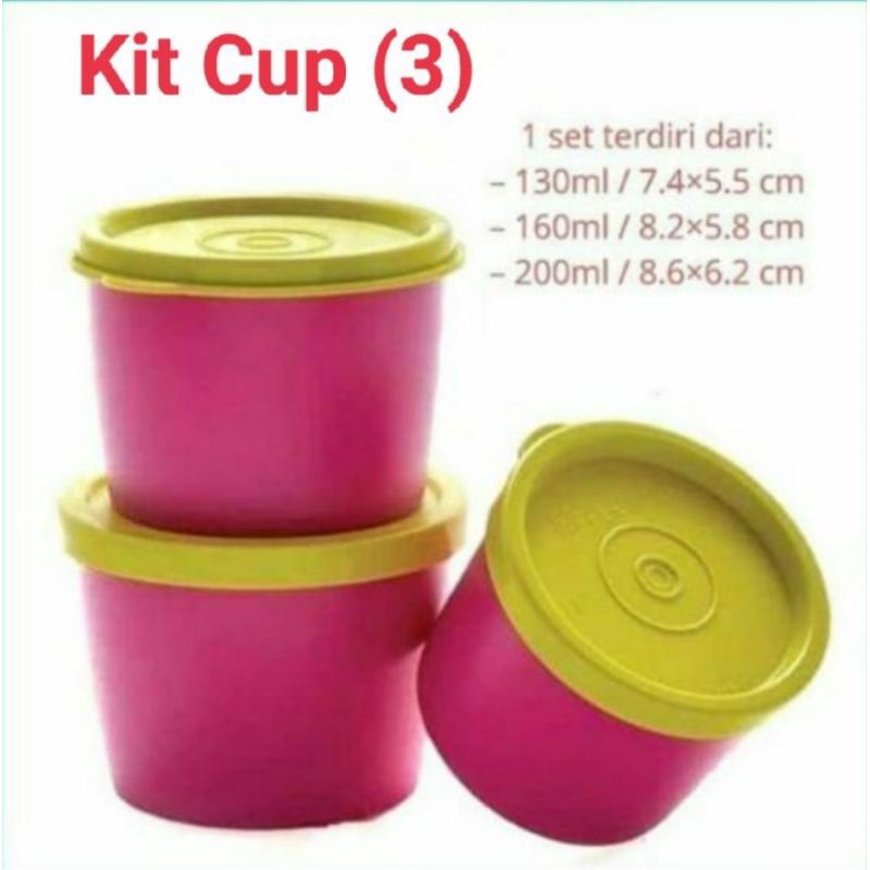 KIT CUP TUPPERWARE 3 PCS FREE 1 PCS SENDOK BAYI TUPPERWARE (WADAH OBAT / WADAH SAMBAL / WADAH CETAK 