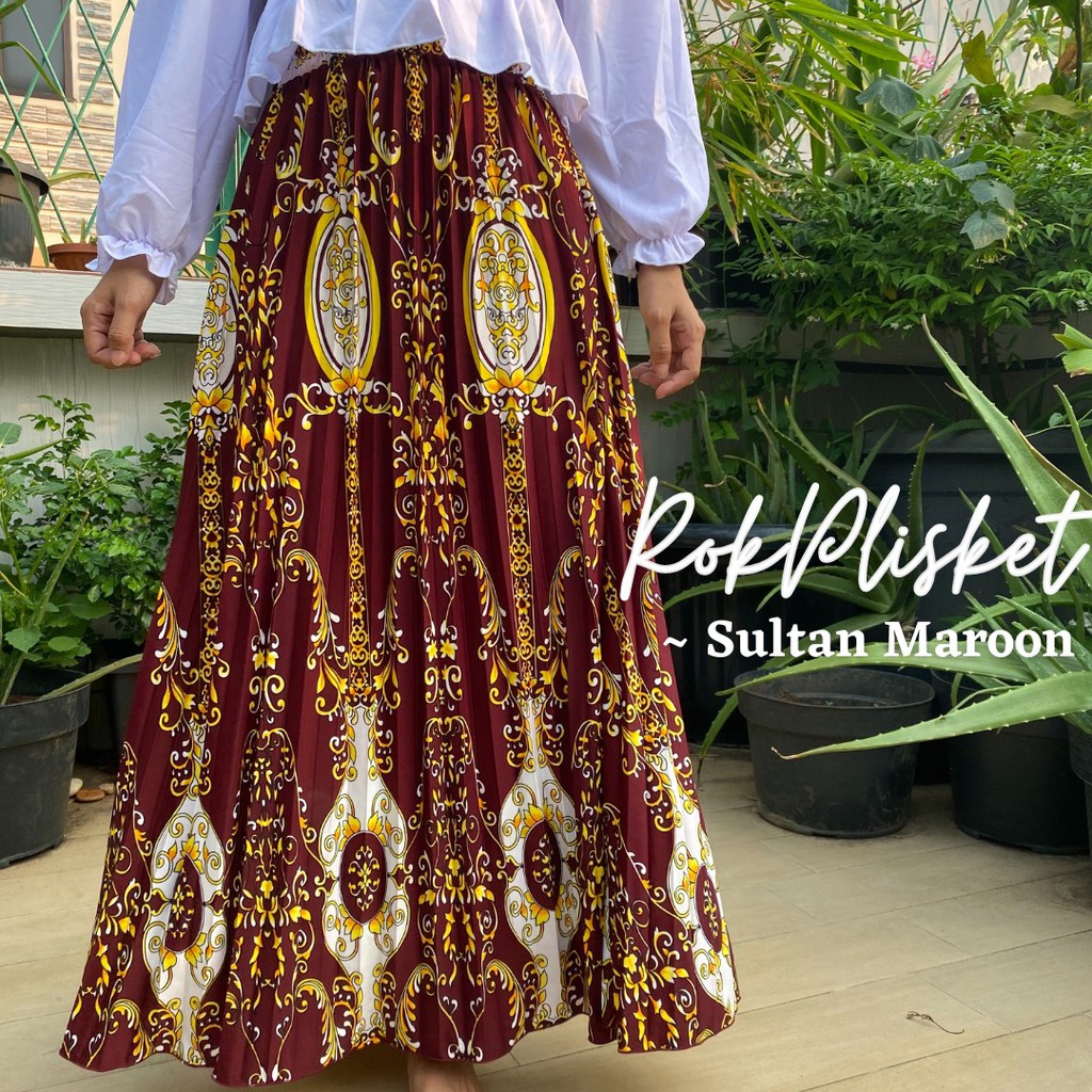 ROK PLISKET MOTIF - ROK PLISKET DAISY / ROK DAISY BUNGA / SHIFON PREMIUM / SUNCREEPE / GRADE A