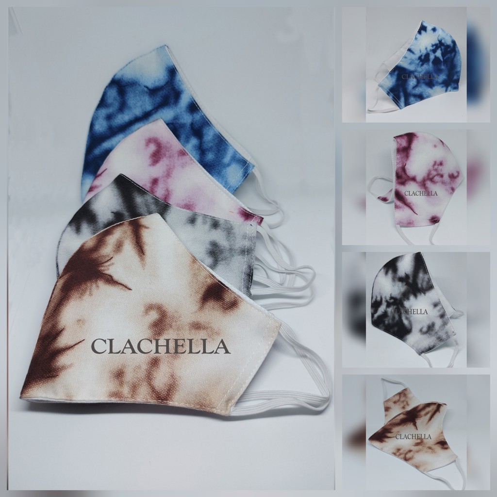 Clachella Masker Kain Motif Abstrak, Masker Kain 3 Lapis, Masker Earloop MS51S