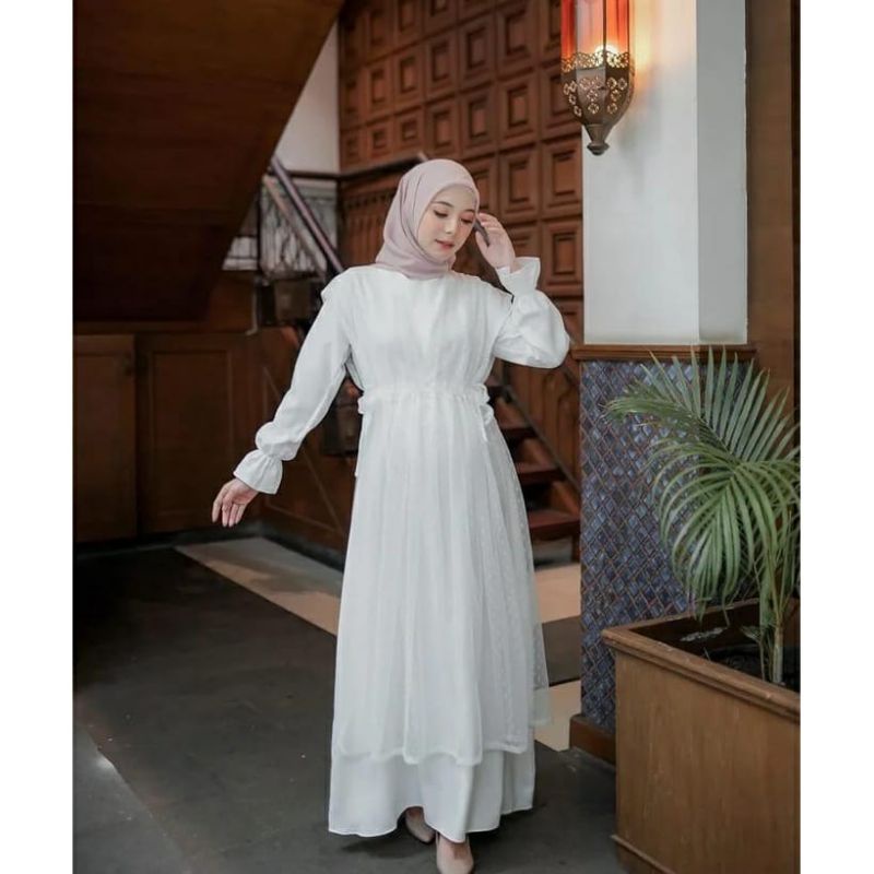 Gamis terbaru wanita muslimah simple elegan model gamis brokat remaja kekinian