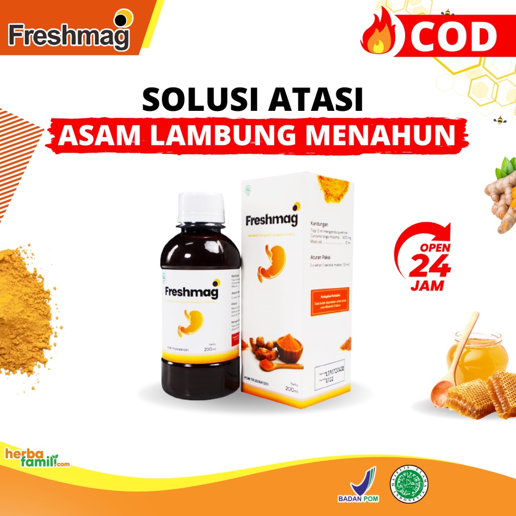 Freshmag - Original Madu Herbal Atasi Magh Kronis Gerd Asam &amp; Infeksi Radang Lambung Penambah Nafsu Makan Lancarkan Pencernaan