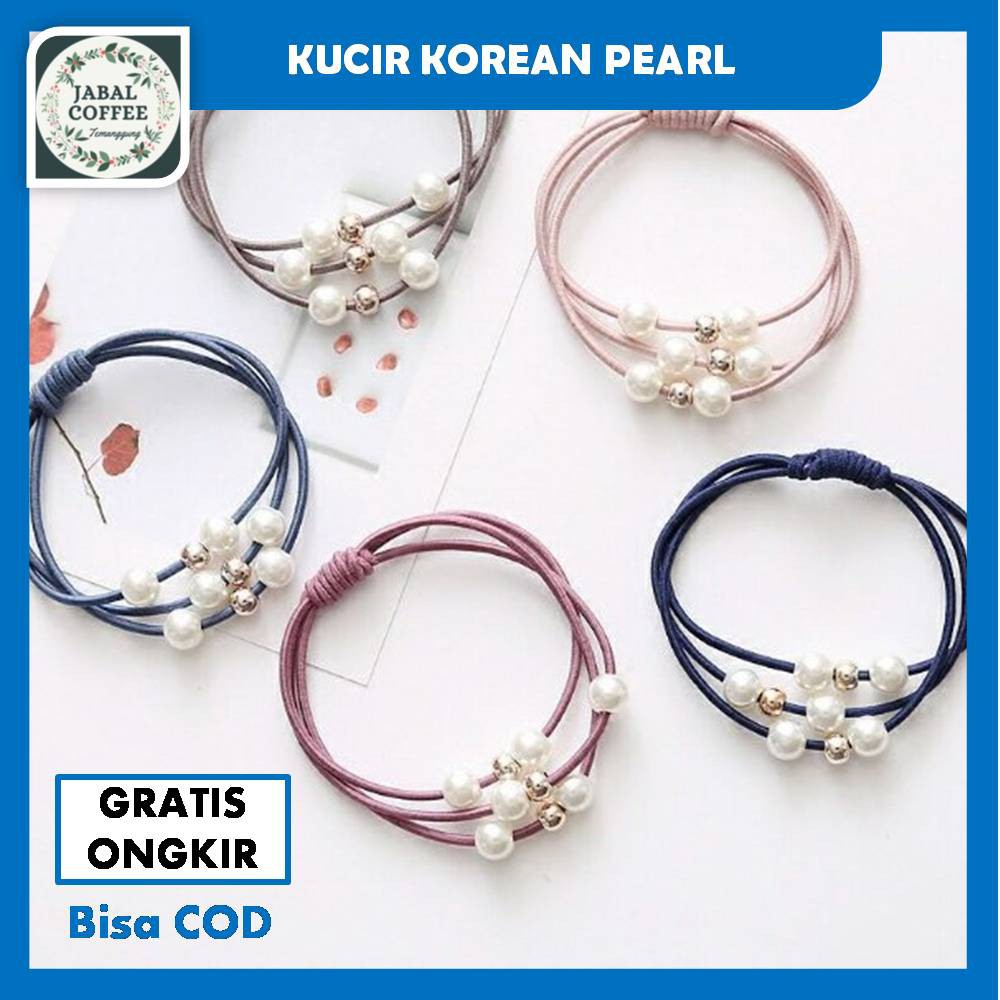 Ikat Rambut Karet Kuncir Mutiara / Ikat Rambut Korea Mutiara Tiga Tali / Ikat Rambut Mutiara J97