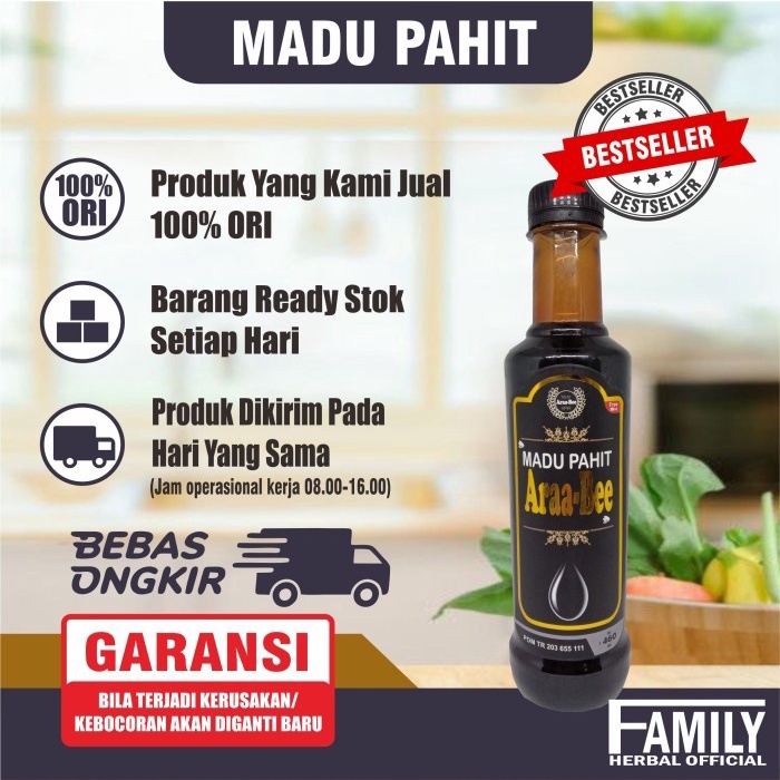 

Madu Hitam Pahit ARAABEE Madu Diabetes Asam Urat Kolesterol - 470gr