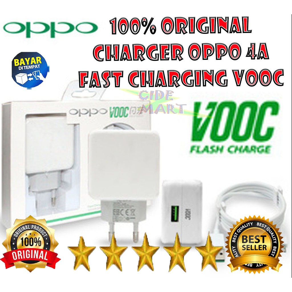 [100% ORIGINAL] CHARGER OPPO VOOC 4A SUPPORT VOOC FLASH CHARGE