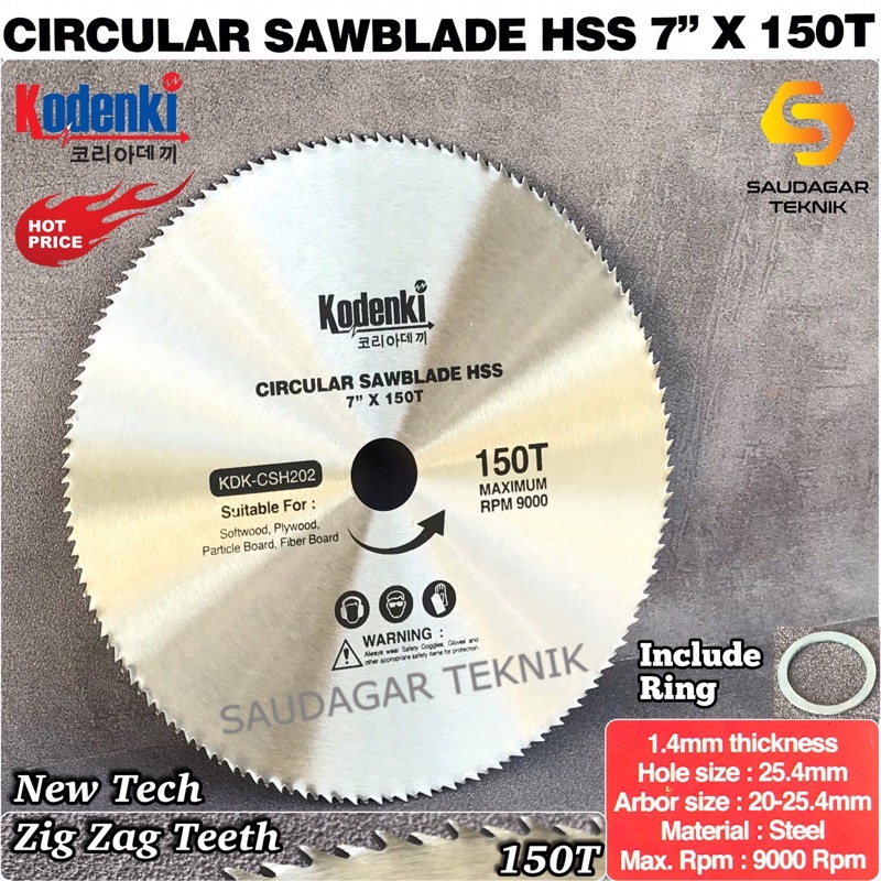 Mata Gergaji Potong Kayu 7 Inch 150T Kodenki Circular Saw Blade 7&quot; 150 T