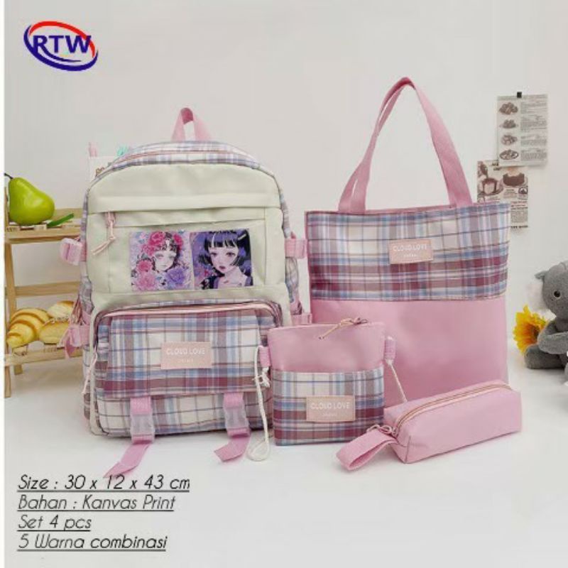 BEST FOURBAG Ransel 4in1 Tas Ransel perempuan kombinasi