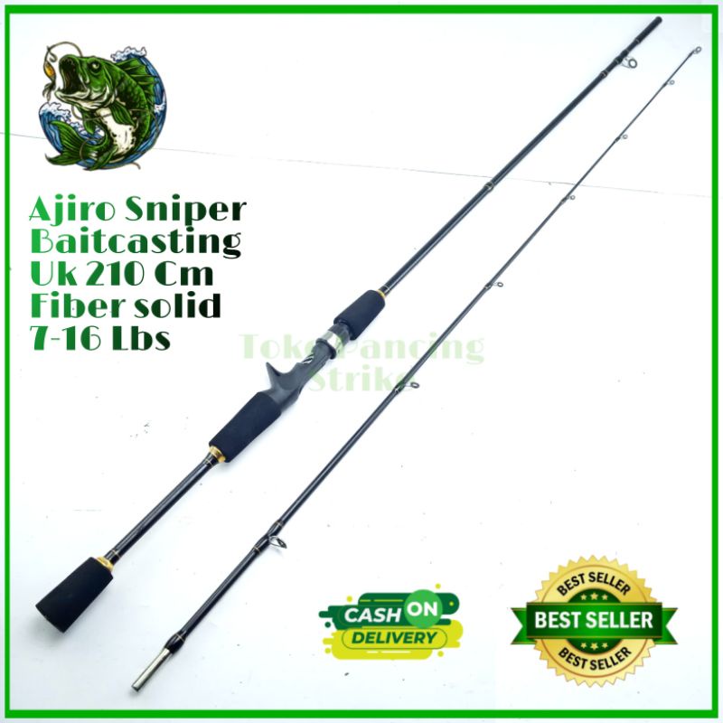 joran pancing murah spinning bc baitcasting Fiber solid kuat kaku ajiro Sniper 210 Cm