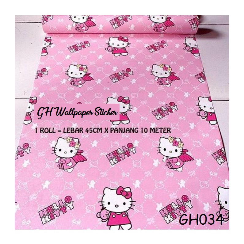 Wallpaper dinding 3d motif elegant / Wallpaper dinding kamar tidur anak wallstiker Motif Hello Kitty Ukuran 45cm x 9m