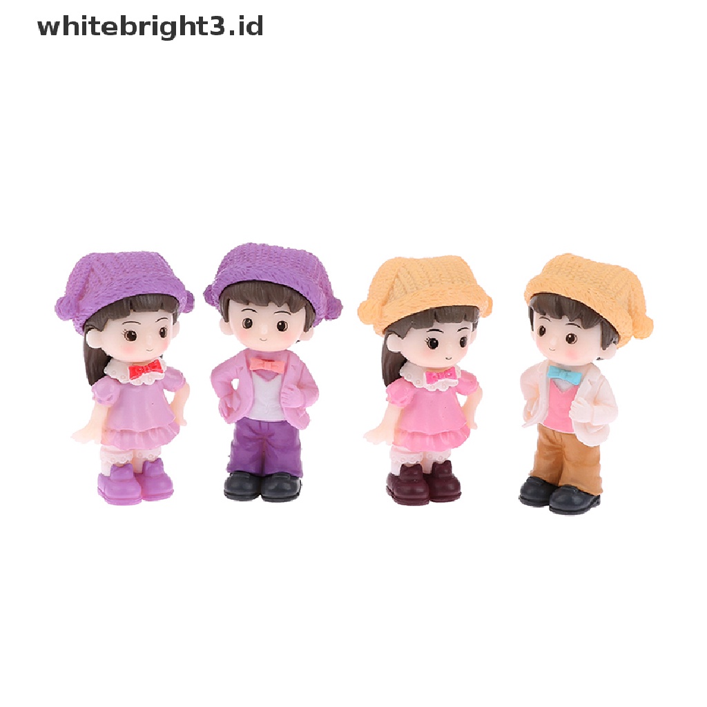 {whitebright3.id} 1Pair Micro-Landscape Romantic Couple Figurine Clown Hat Couple Dollhouse Decor ,