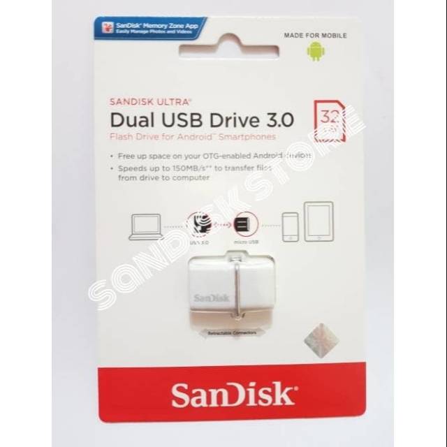 Jual SanDisk Ultra OTG USB 3.0 32GB 150MB/s Dual Drive USB 32GB