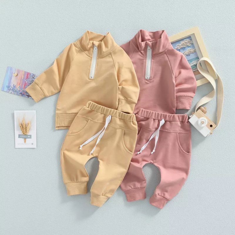 baju anak bayi kembar laki laki dan perempuan set atasan dan celana panjang import