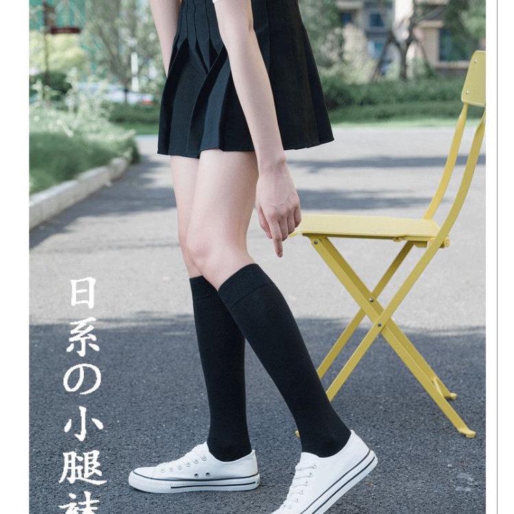 Kaos Kaki Wanita Panjang Selutut Hitam Polos Kaos Kaki Gaya Korea Kaos Kaki Muslimah Kaos Kaki Lutut