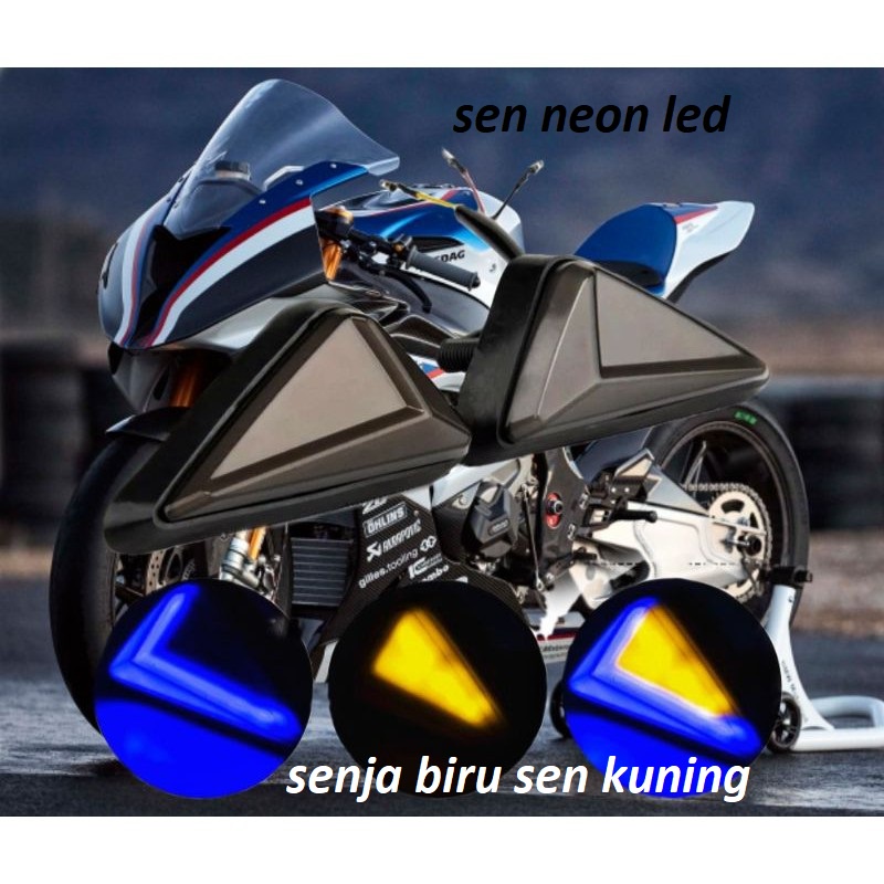 [neon] sen segitiga neon 2 mode sen tempel segitiga led neon sen ninja 250 r15 cbr UNIVERSAL harga 1 pasang