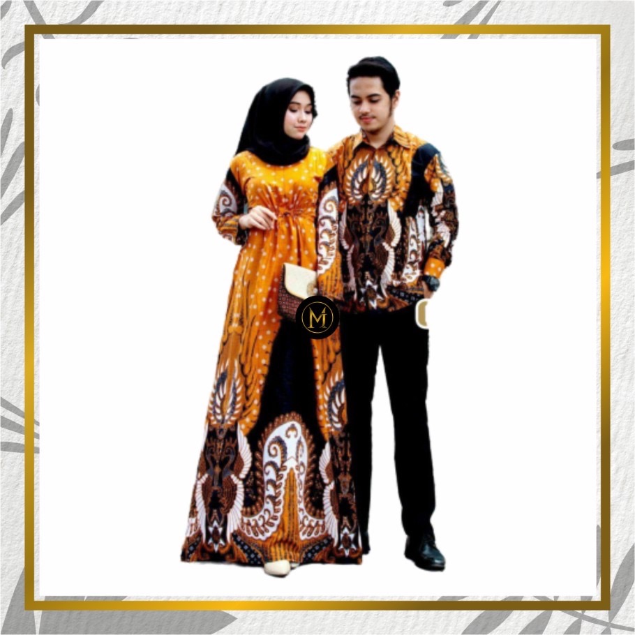 Batik Couple Gamis Couple Batik Gamis Maura Couple - Sania Ruffle Batik Couple Ori Ndoro Jowi Dnt