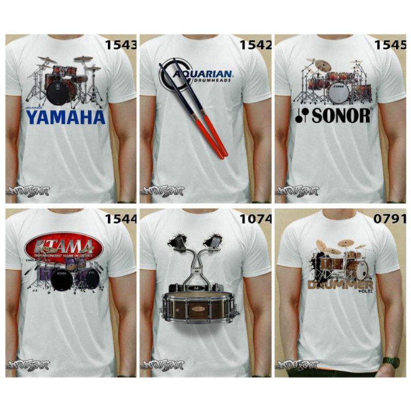 Kaos / baju / drum / sonor / yamaha / aquarian / utama / alat musik / sablon satuan / DTF / custom d