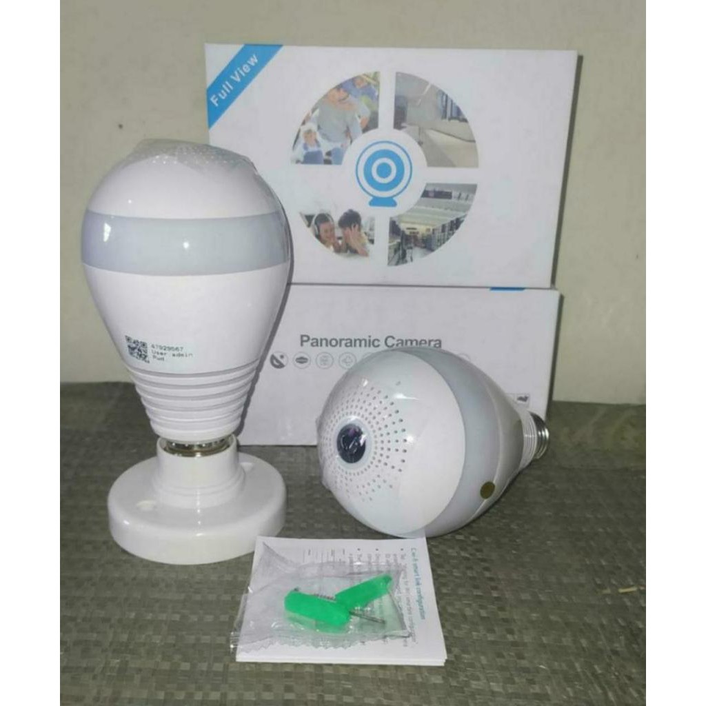 Bohlam CCTV (KAMERA CCTV LAMPU IP WIRELESS PANORAMA FISHEYE 360 v380 (BOHLAM / BULB) App v380)