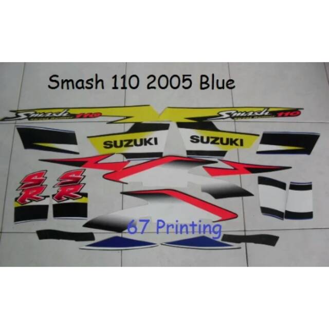 Stiker Striping Motor Suzuki Smash SR 110 2005 Biru