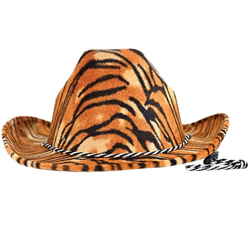 Topi Cowboy Motif Print Hewan Rave Cowgirl Satu Ukuran Untuk Pria