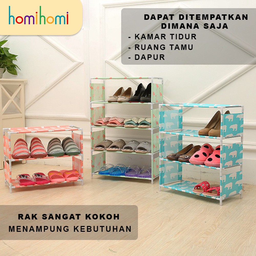 HomiHomi Rak Sepatu Portable Susun 5 Rangka Besi RS016 Murah Kuat Praktis