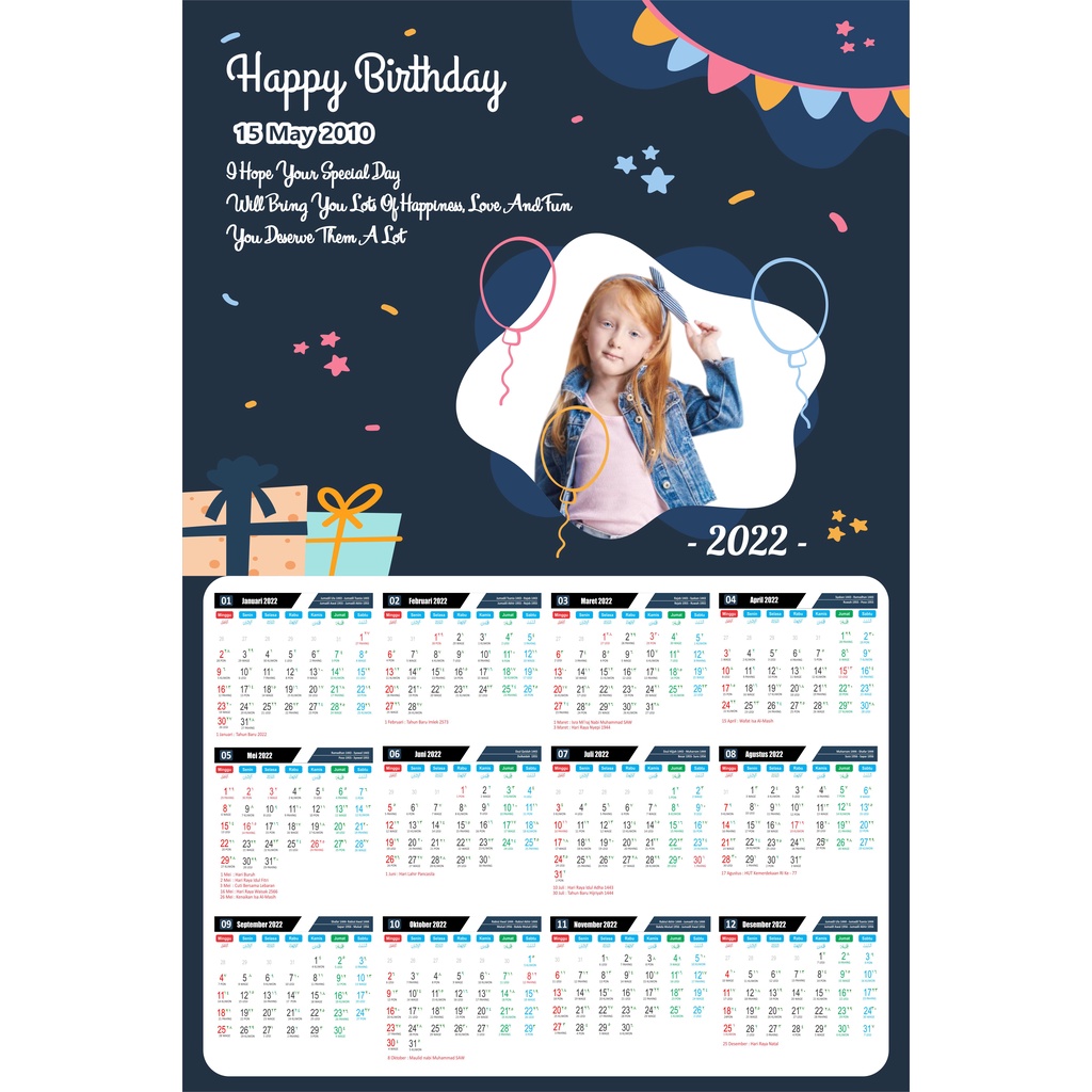 

[FREE DESAIN] Kalender 2022 / Kalender Dinding Tema Ulang Tahun