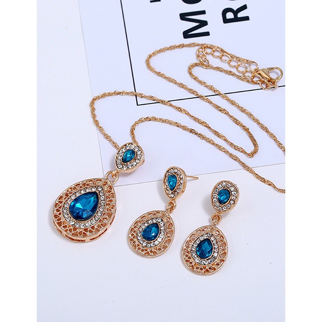 LRC Perhiasan Set Fashion Waterdrop Shape Decorated Jewelry Sets