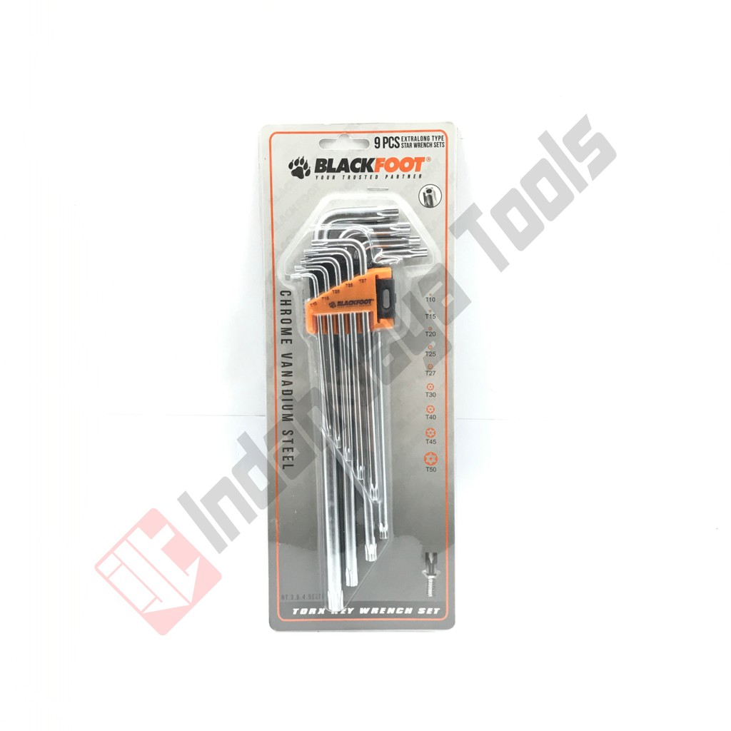 BLACKFOOT Kunci L Bintang Set 9 Pcs EXTRA LONG Tamper Lubang - Torx Star Panjang