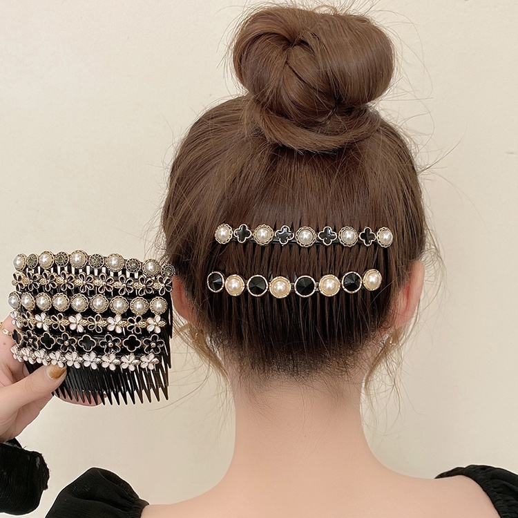 Fashion Pearl Rhinestone Hair Comb Temperament Insert Comb for Women Hair Accessories