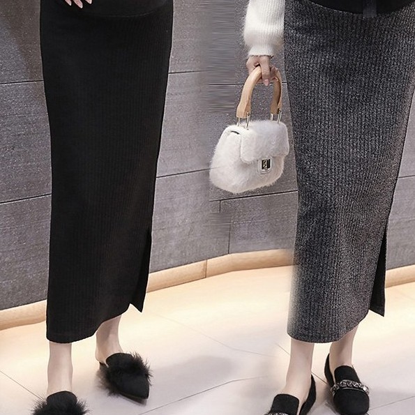 [ Premium TEBAL] ROK RAJUT PANJANG BELAH / Rok Span Knitted /Rok Span Belah TENGAH dan BELAH PINGGIR