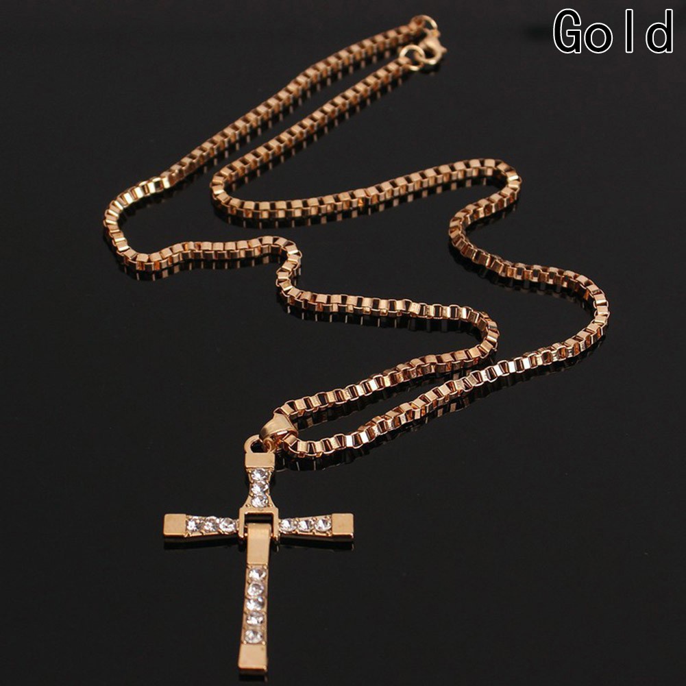 Fast And Furious Toretto'S Cross Pendant Necklace With Little Crystal