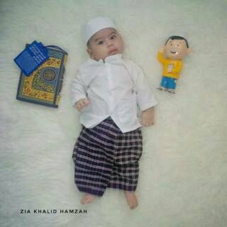 Setelan sarung koko  bayi  newborn aqiqah baju  muslim bayi  
