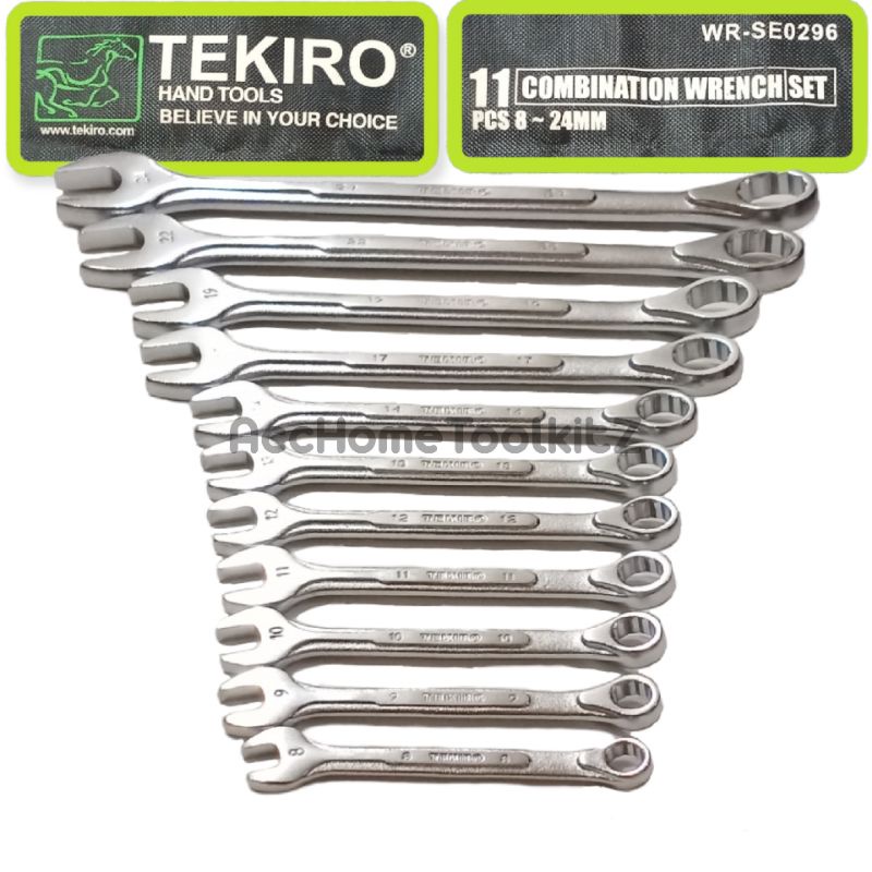 TEKIRO Kunci Ring Pas Set 11 Pcs Ukuran 8 - 24 / 8MM , 9MM , 10MM , 11MM , 12MM , 12MM , 13MM , 14MM , 17MM , 19MM , 22MM , 24MM