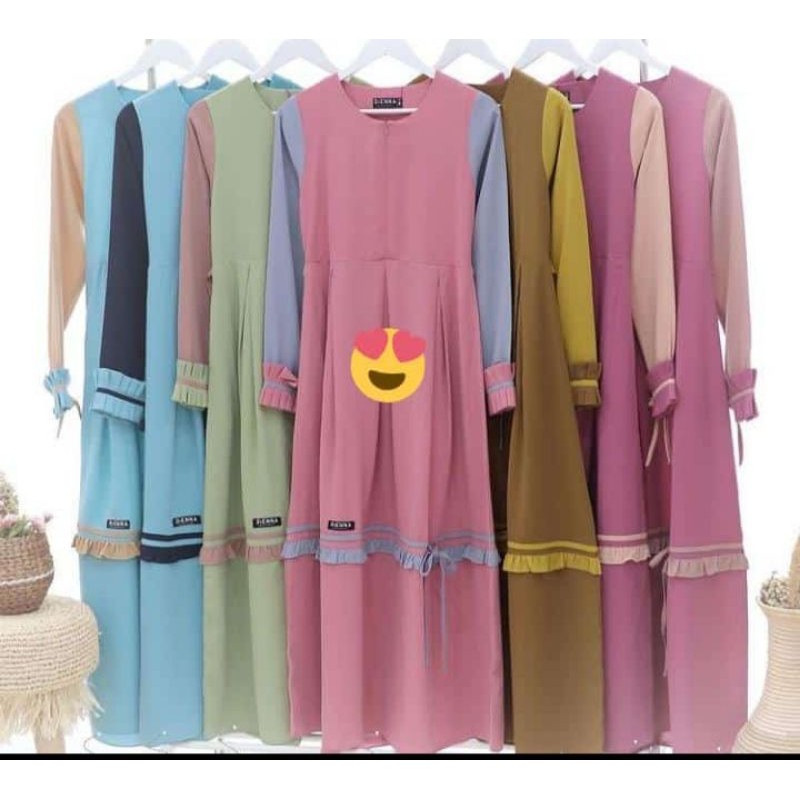 gamis polos kombinasi wolfis gamis wollpeach murah