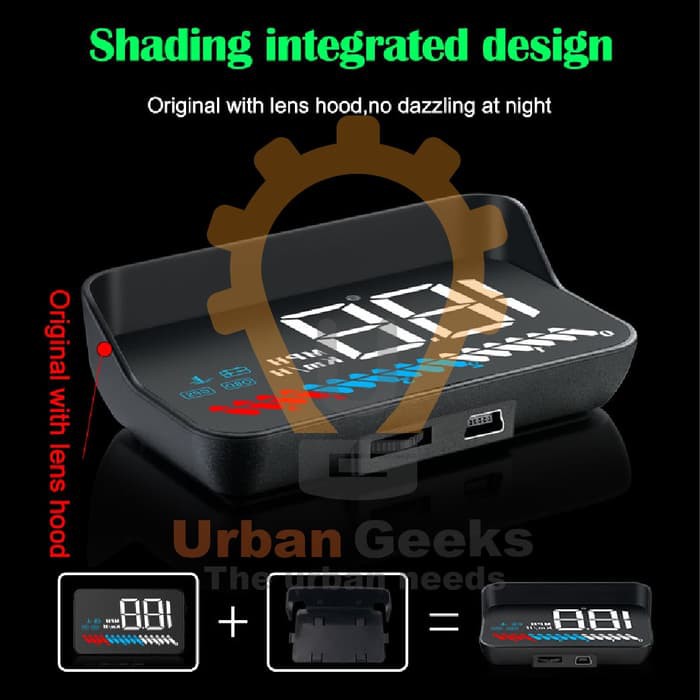 Head Up Display HUD OBD2 dan GPS Speedometer Digital Car LED refleksi