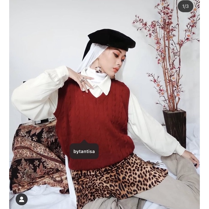 Vest Rajut Delmi | Rompi Rajut V Neck-8