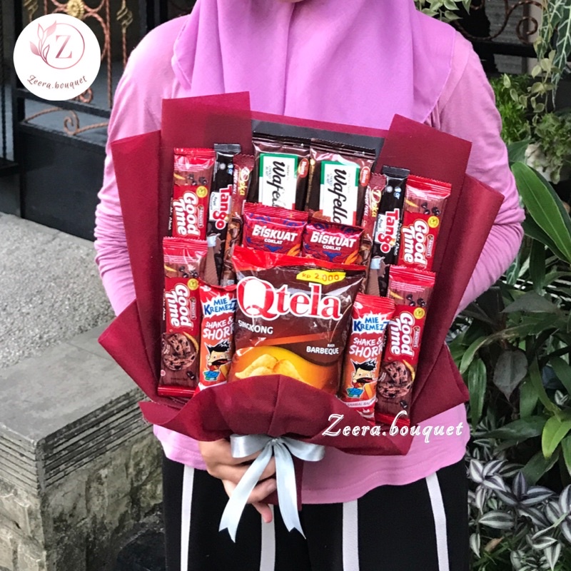 (B6) Bouquet snack/buket snack/bucket snack [INCLUDE: Greeting card+packing]