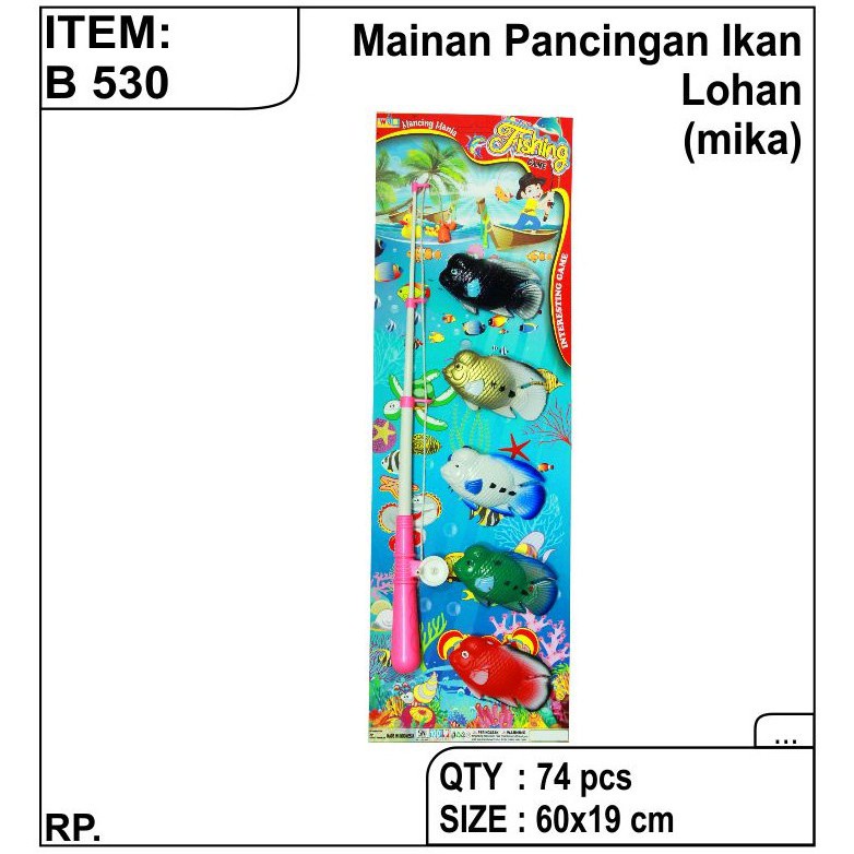 B 530 - Mainan Kail Pancing isi 5 Ikan Lohan Pancingan Ikan Lohan B530