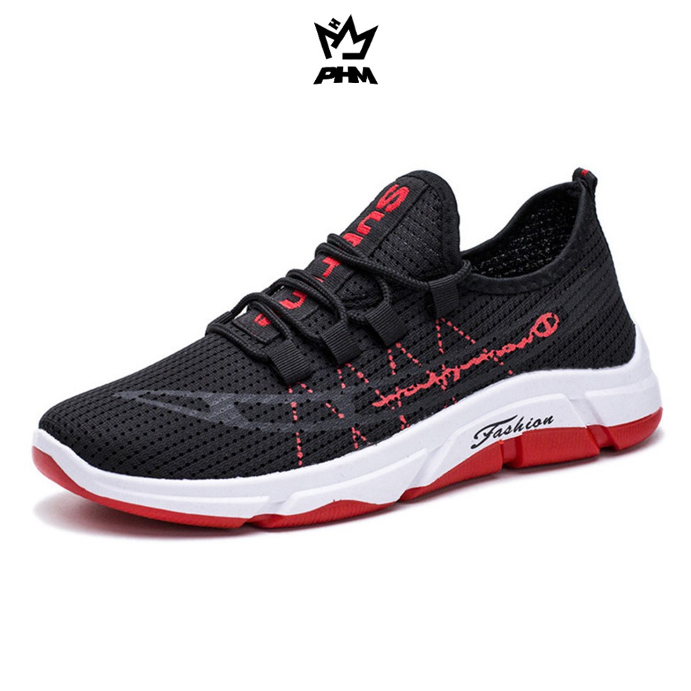 PHM Shoes [COD] Hektor Sepatu Sneakers Pria Olahraga Sport Shoes Casual Slip On-Merah