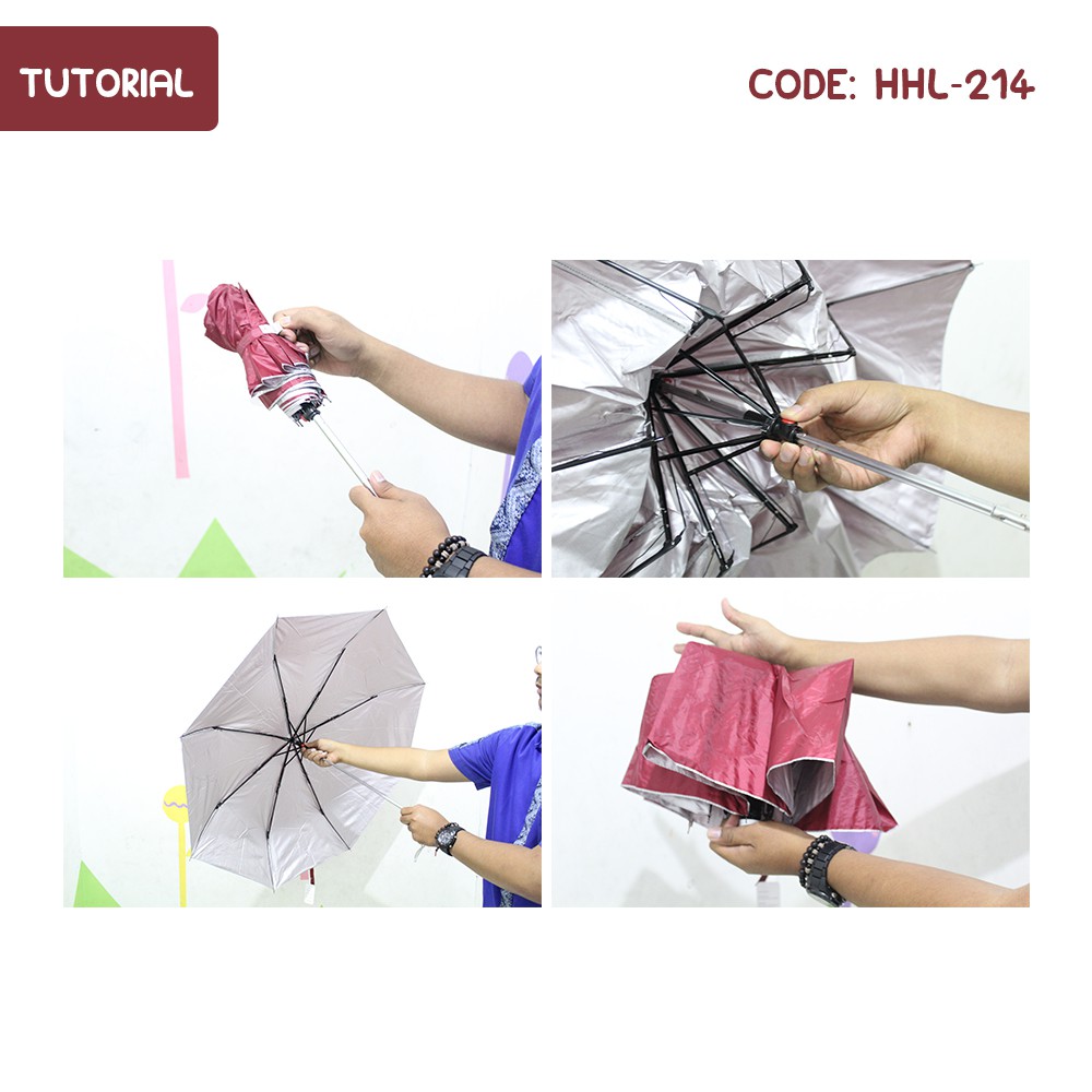 Payung Lipat 3 POLOS SAKURA CHERRY Style Korea Jepang Trendy Umbrella Unik - HHL-214