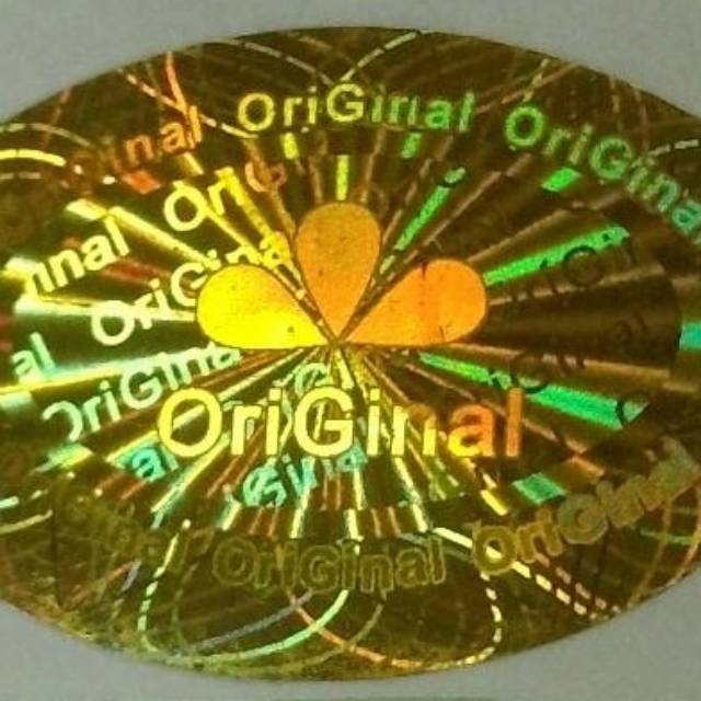 

Stiker hologram Original oval gold gede