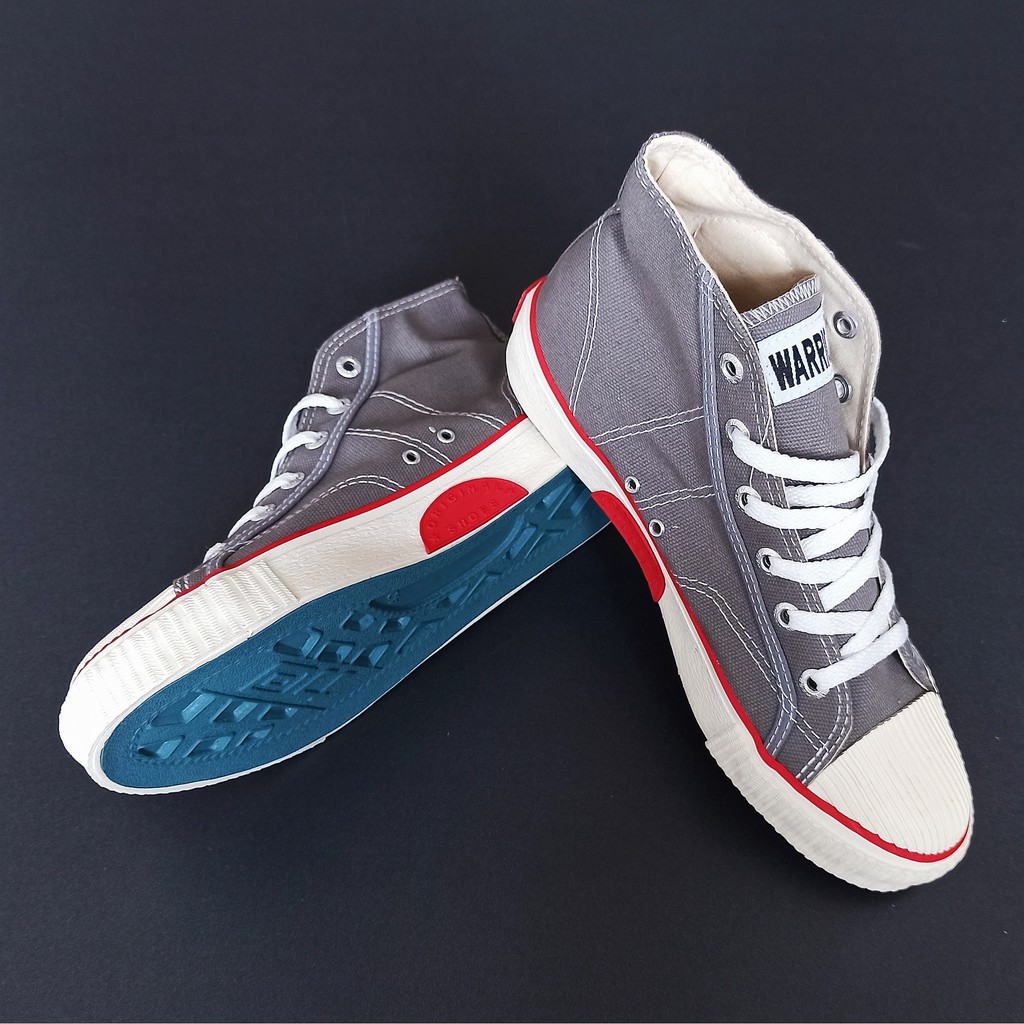 Sepatu Warrior Classic HC Grey - Warrior High Abu-Abu Sol Putih