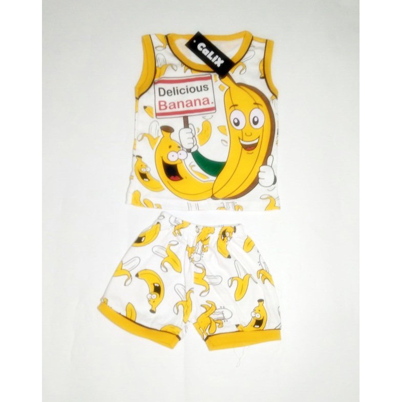 Setelan Singlet Anak Banana Setelan Anak Baju Anak Murah Unisex