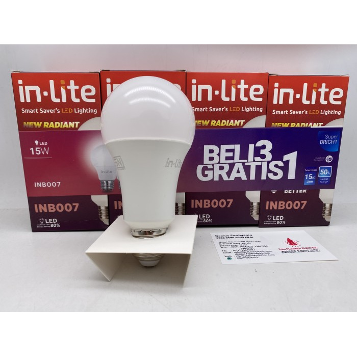 LAMPU LED BULB 15W 15 W 15WATT 15 WATT INLITE 4000K 4000 K SEMU - BELI 3 GRATIS 1