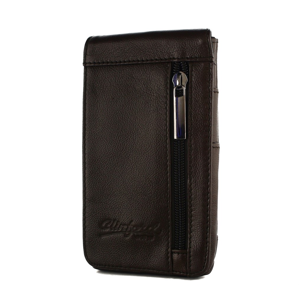 TOKOKOE - Dompet Sarung HP Handphone - Bahan Kulit Sapi Asli - Clinford 208 Hitam