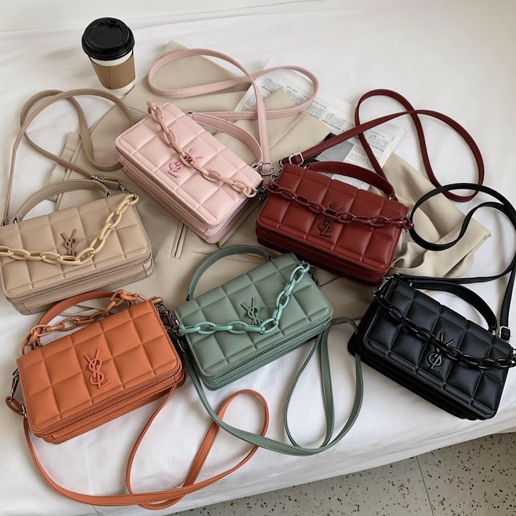 BJ31218 BLACK/GREEN/KHAKI/ORANGE/PINK/RED TAS TALI RANTAI IMPOR TAS WANITA FASHION IMPORT MODIS ELEGAN TERMURAH TERLARIS TERBARU BAGSTORE JAKARTA TAS BATAM LT1218 ELJ5219 CR7381