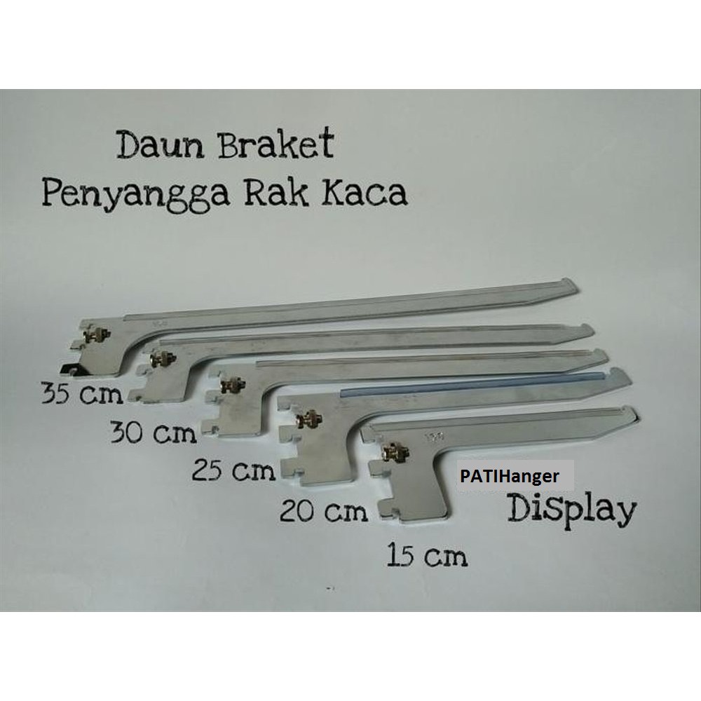 Daun Braket Kaca 20cm / Siku Braket Penyangga Rak Kaca 20cm