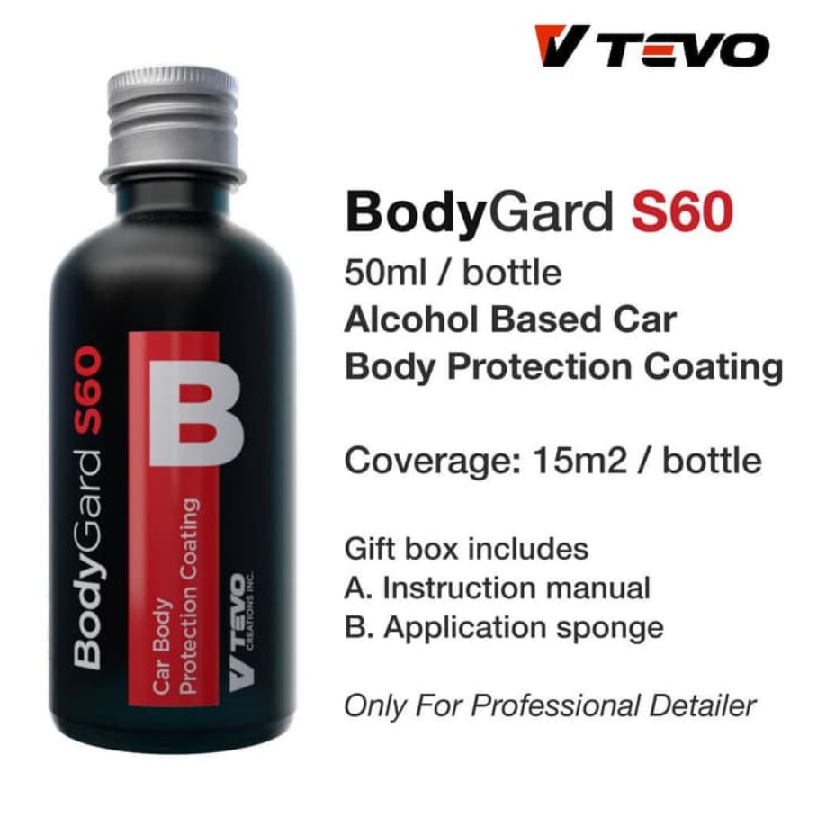 

TEVO BodyGard S60 Alcohol Based Nano Glass Coating (Base Coat) 50ML Paling Keras