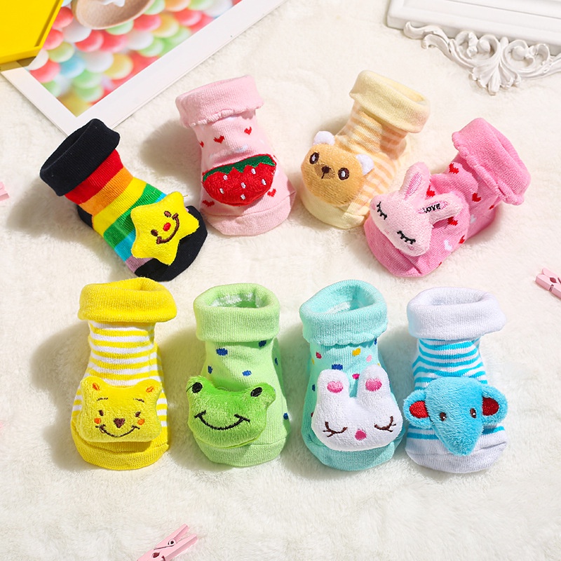 HIPPO LAND Kaos Kaki Bayi Boneka Karakter 3D Sepatu Bayi Lucu TANPA Rattle Anti Slip Murah Baby Sock Import 112-113