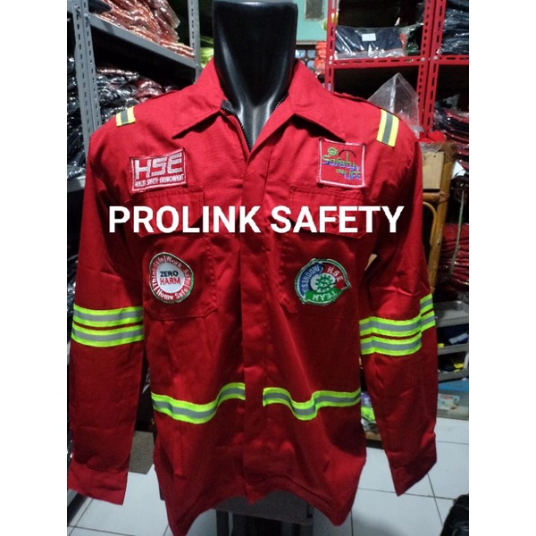 SERAGAM SAFETY MERAH FULL LOGO