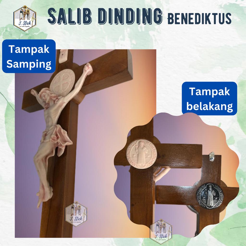 SALIB DINDING BENEDIKTUS , Kayu Jati, 37 cm